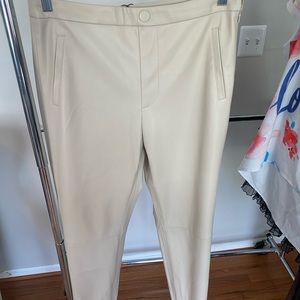 Cream faux leather pants